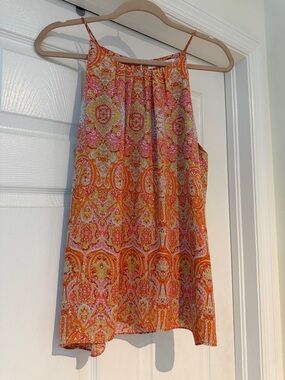 Violet & Claire Orange Pink Paisley Tank